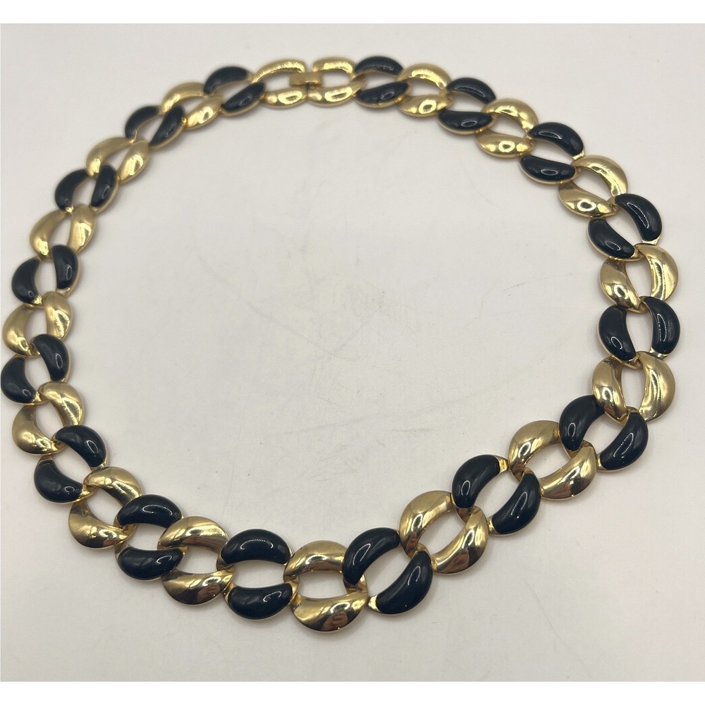 Black Gold Classic Link‎ Necklace Chunky Chain  Modern Classic Statement 16"